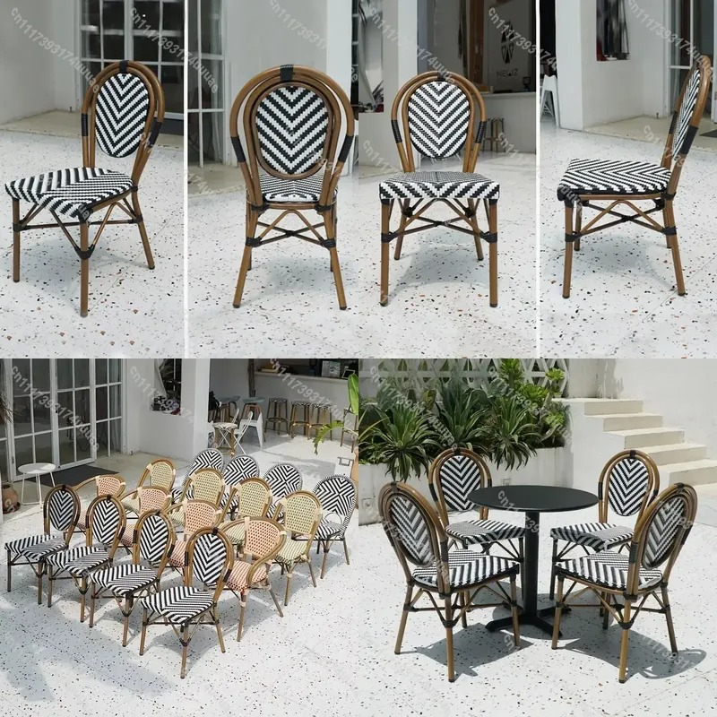 Outdoor Furniture For Cafe - Stackable Rattan Chair French Bistro Style