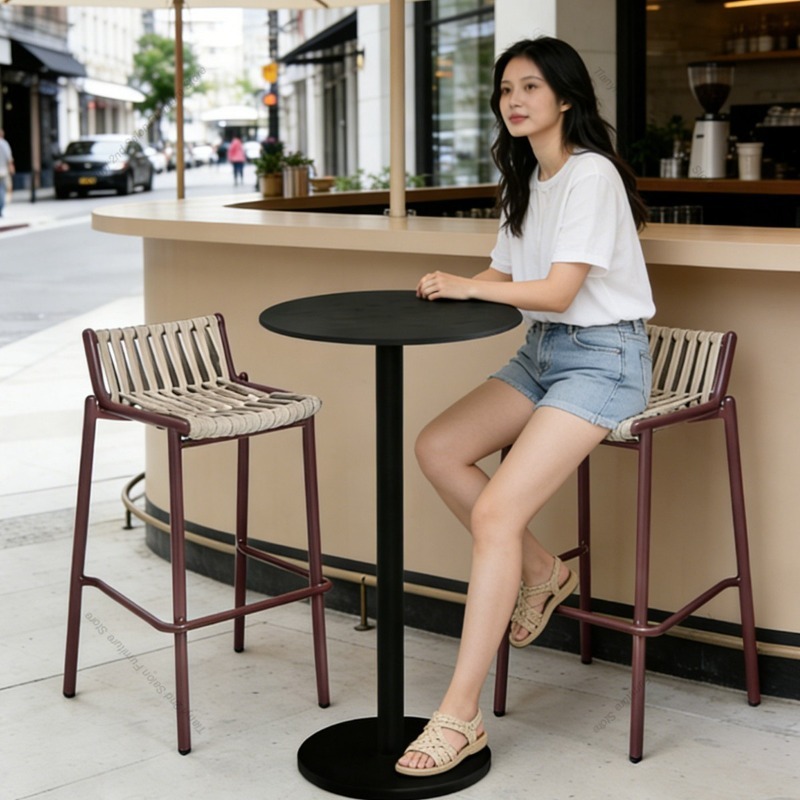 Outdoor Furniture For Cafe - Nordic Outdoor Aluminum Alloy Bar Chairs