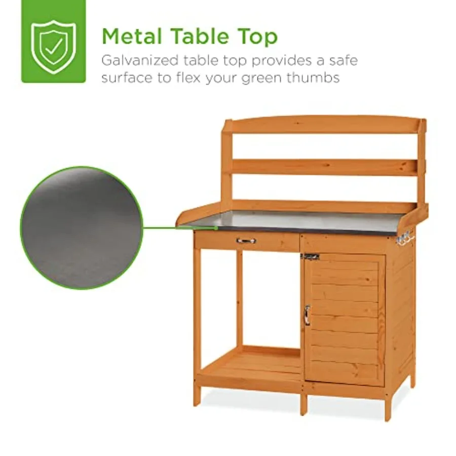 Outdoor Garden Wooden Potting  - Garden Bench Metal 评论和价格