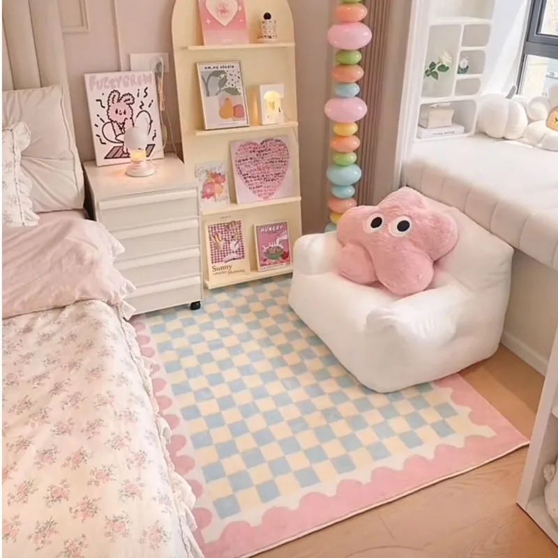 Pink Blue Checkerboard Bedside - Outdoor Furniture For Cafe 评论和价格