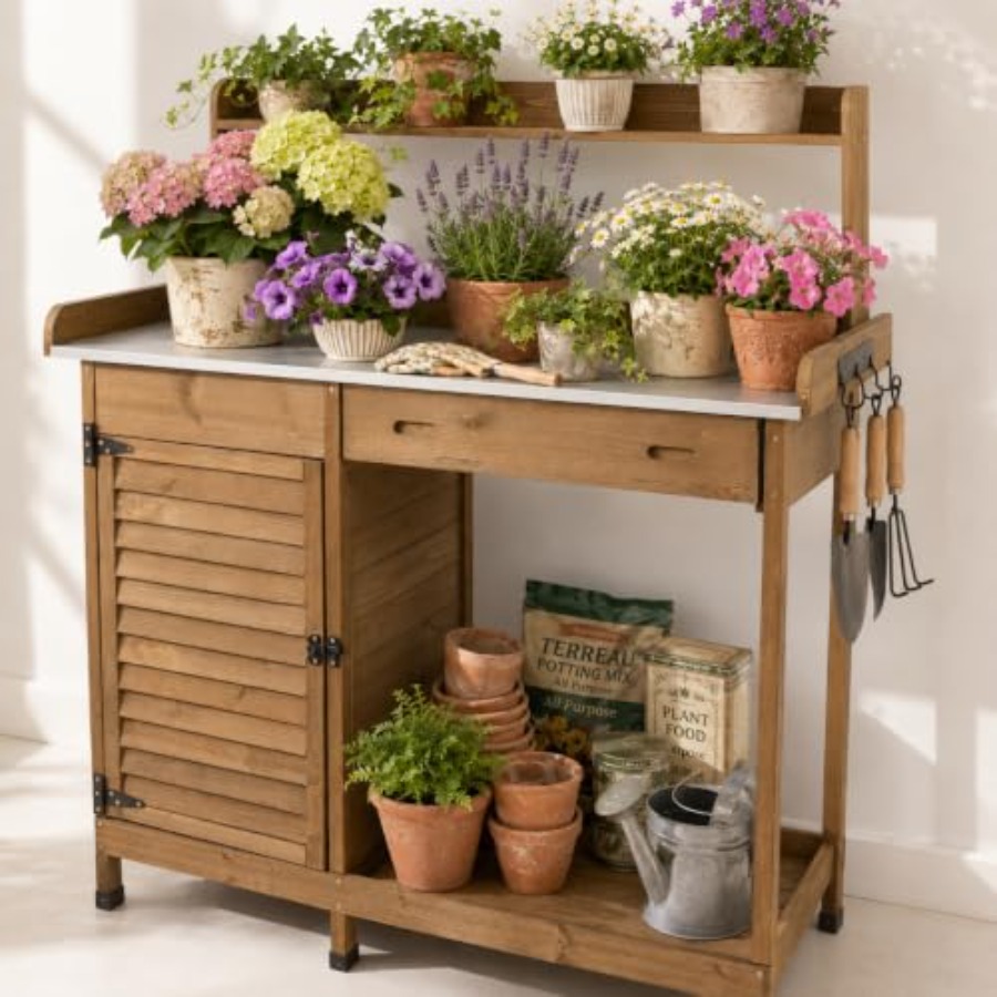 Potting Bench Table Work Bench - Garden Bench Metal 评论和价格