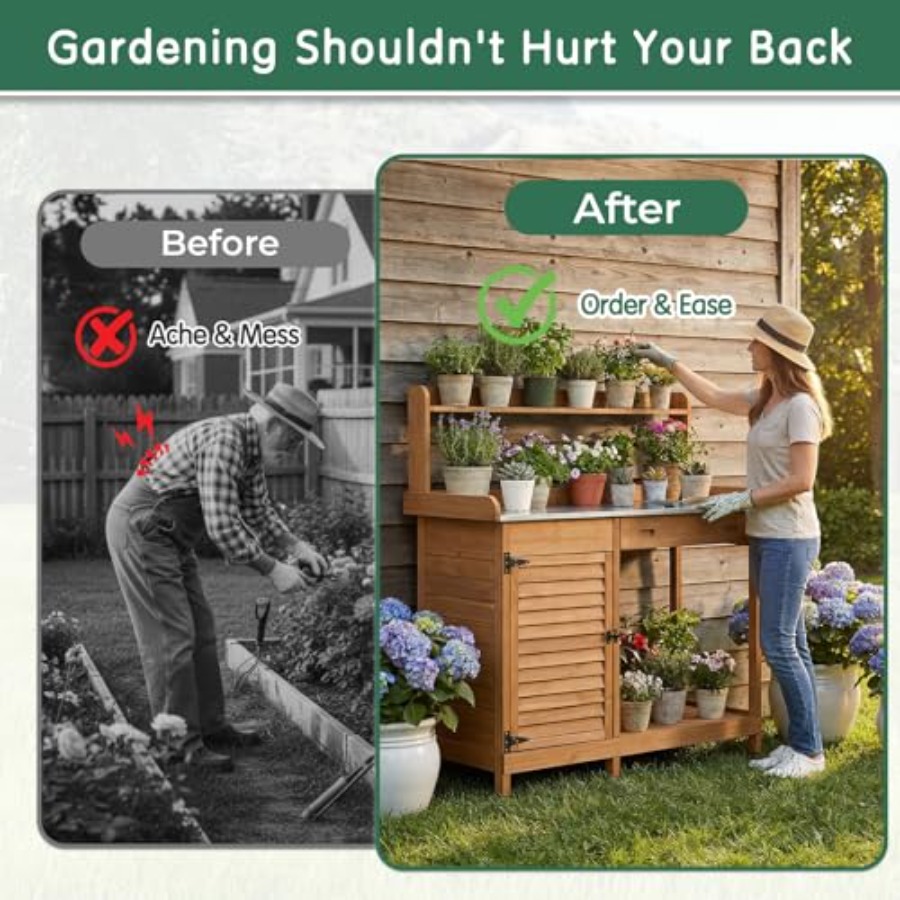 Potting Bench Table Work Bench - Garden Bench Metal 评论和价格