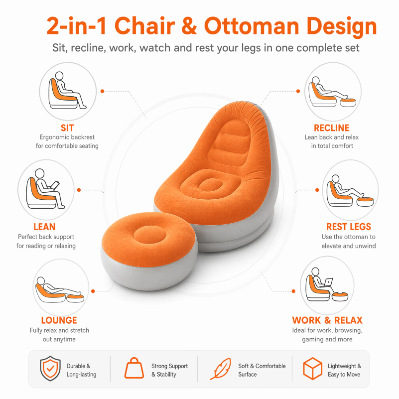 Flocking Inflatable Lazy Sofa  - Outdoor Furniture Lowes 评论和价格