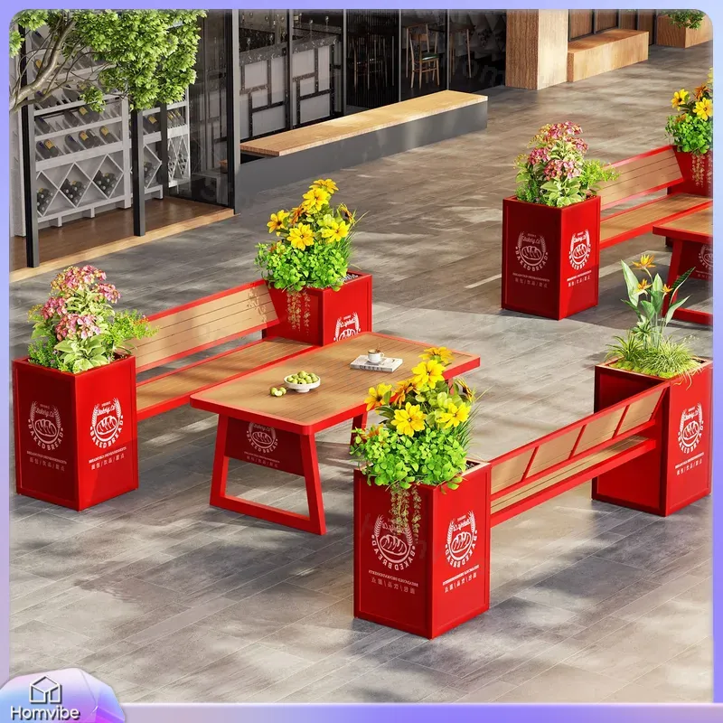 Outdoor WPC Flower Box Bench w - Outdoor Furniture For Cafe 评论和价格