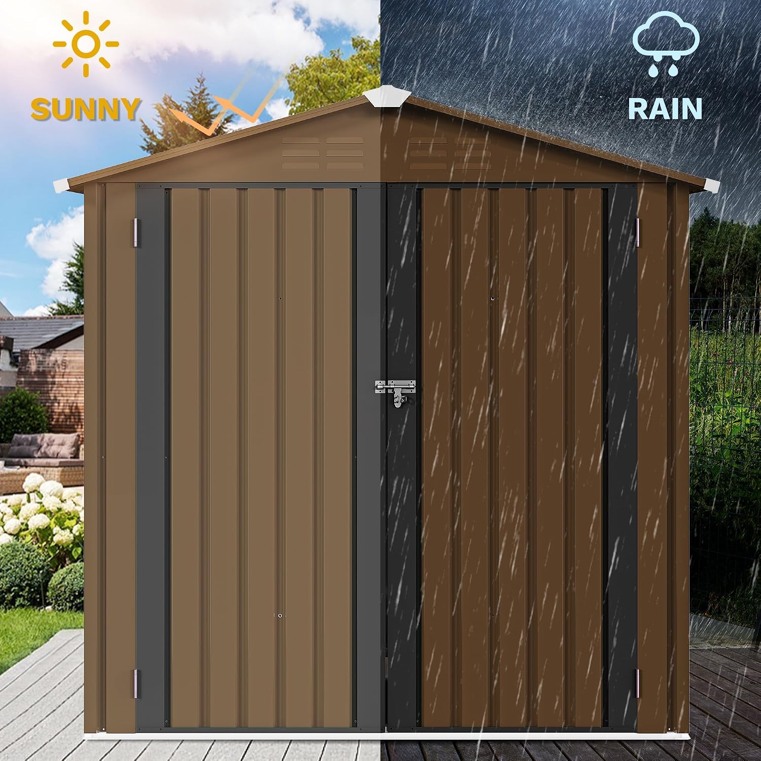 6x4ft Metal Outdoor Storage Sh - Outdoor Furniture Waterproof 评论和价格