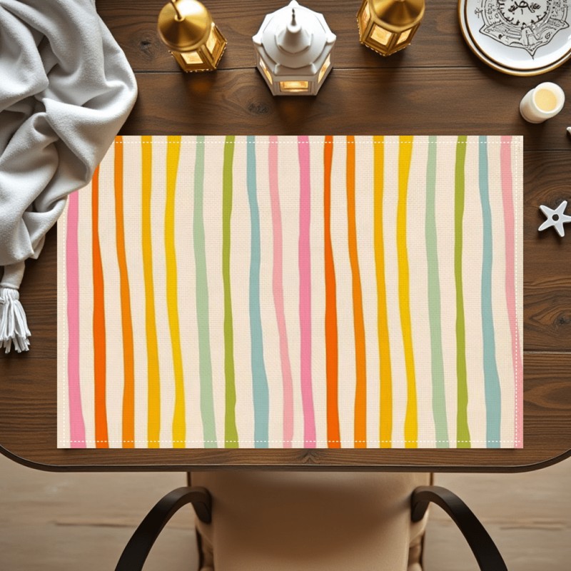 Rainbow Stripe Placemat Wavy C - Outdoor Furniture Dining 评论和价格