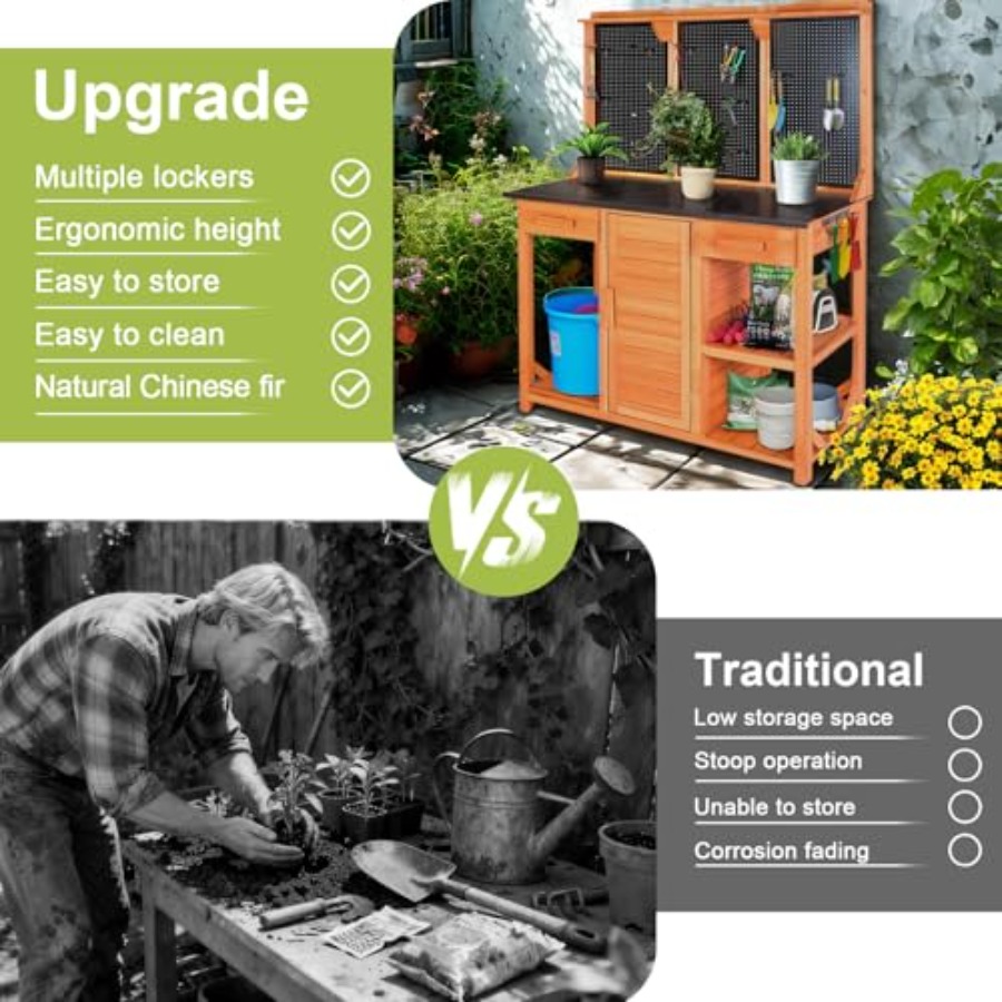 Outdoor Garden Potting Bench,  - Garden Bench Metal 评论和价格