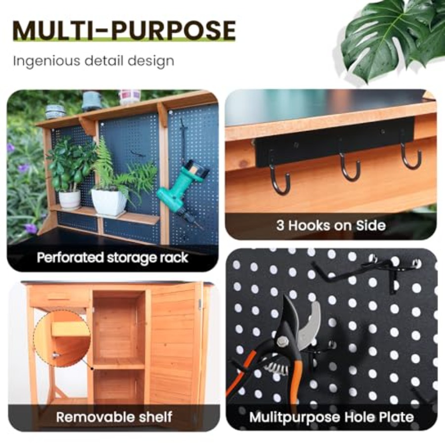 Outdoor Garden Potting Bench,  - Garden Bench Metal 评论和价格