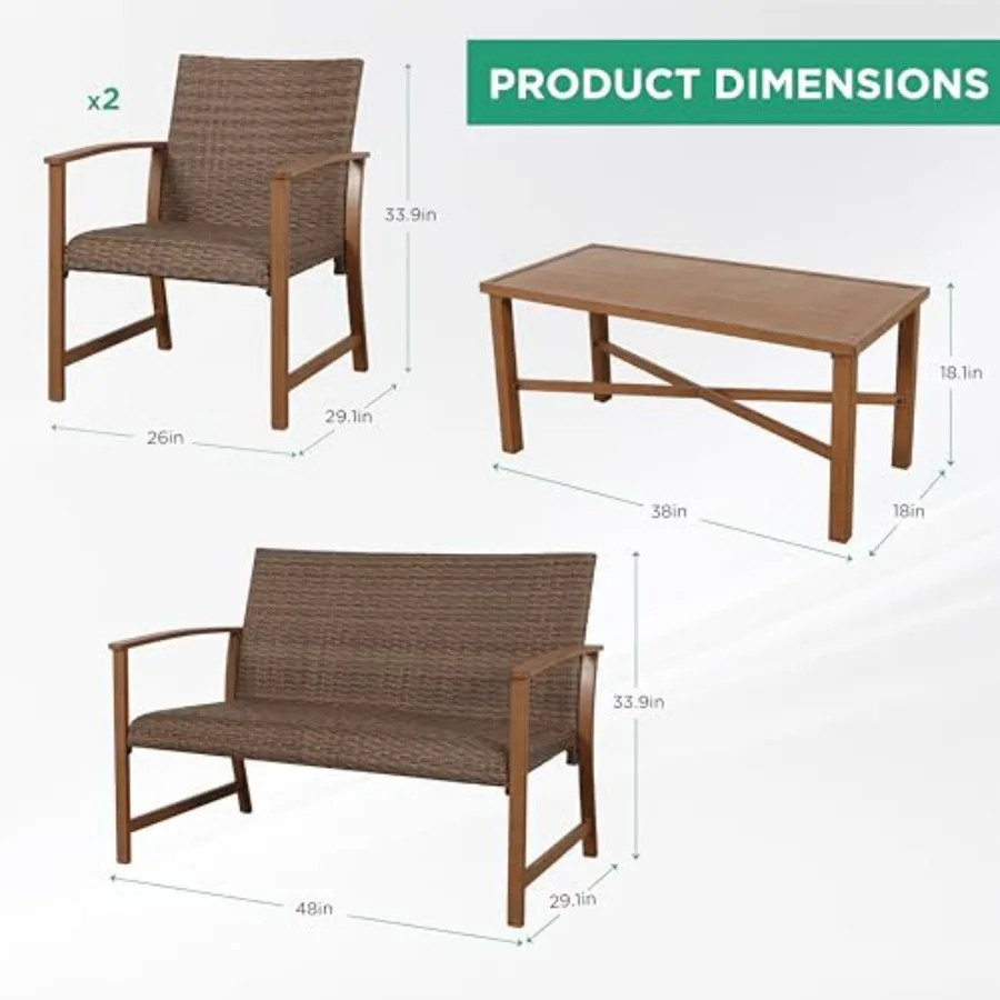 4-Piece Wicker Patio Furniture - Outdoor Furniture Durable 评论和价格