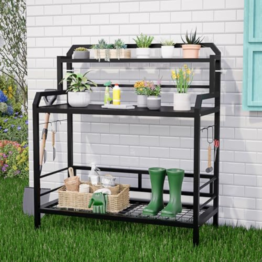 Outdoor Metal Potting Bench Ta - Garden Bench Metal 评论和价格