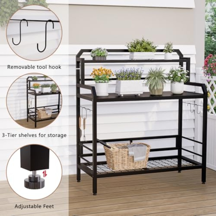 Outdoor Metal Potting Bench Ta - Garden Bench Metal 评论和价格