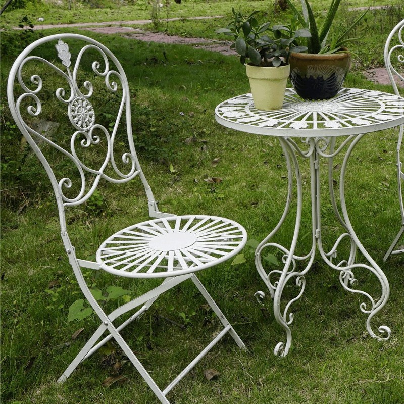 French Vintage Iron Table and  - Outdoor Furniture For Cafe 评论和价格