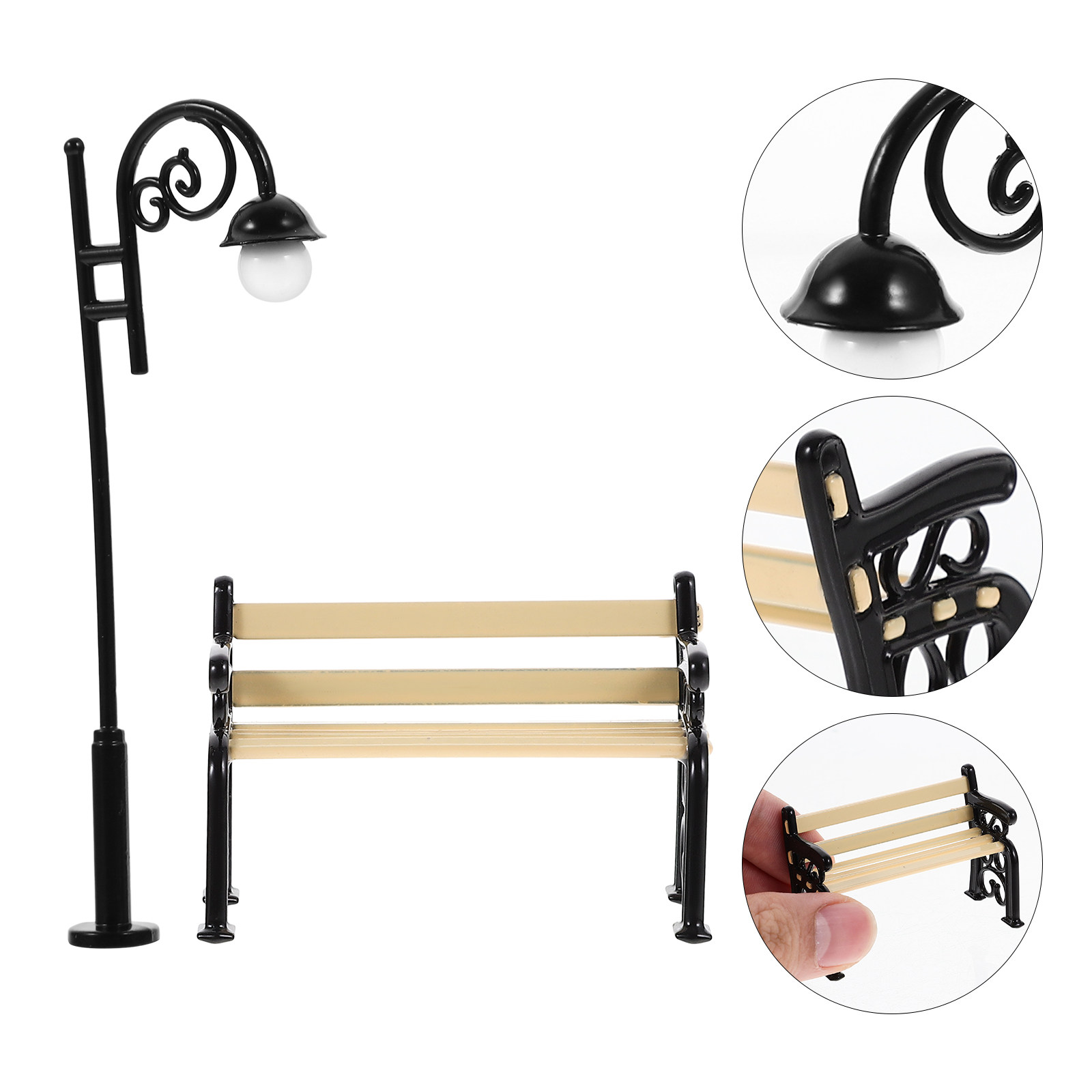1Set Miniature Park Bench Set  - Garden Bench Metal 评论和价格