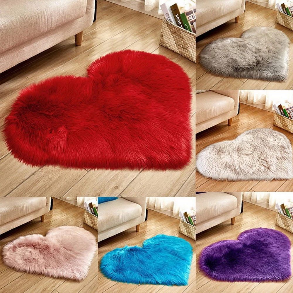 Furry Solid Color Heart Rug Be - Outdoor Furniture For Cafe 评论和价格